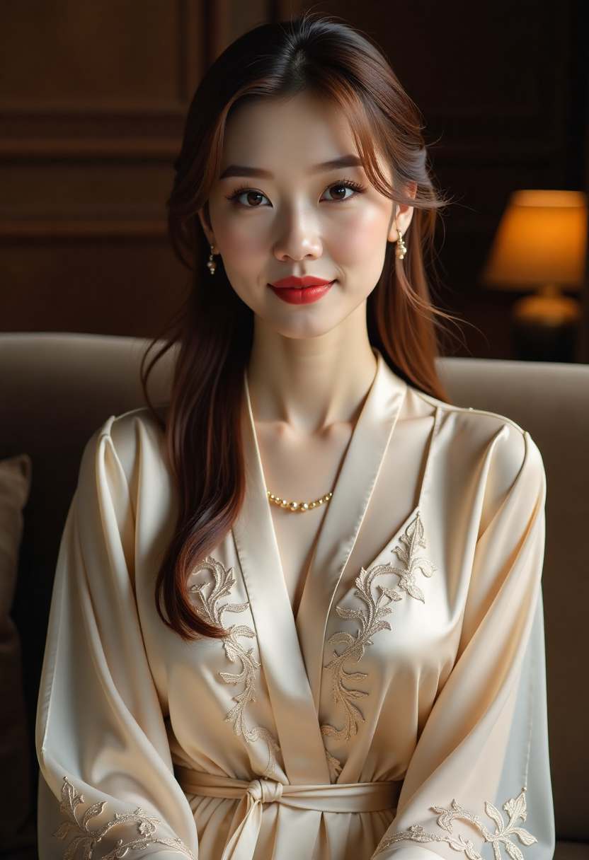 傍晚的窗边，母子背对镜头坐着